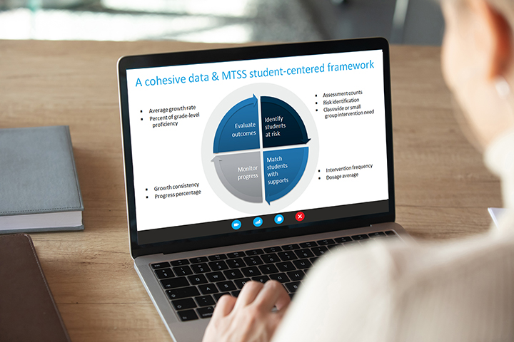 MTSS Framework shown on laptop over viewers shoulder