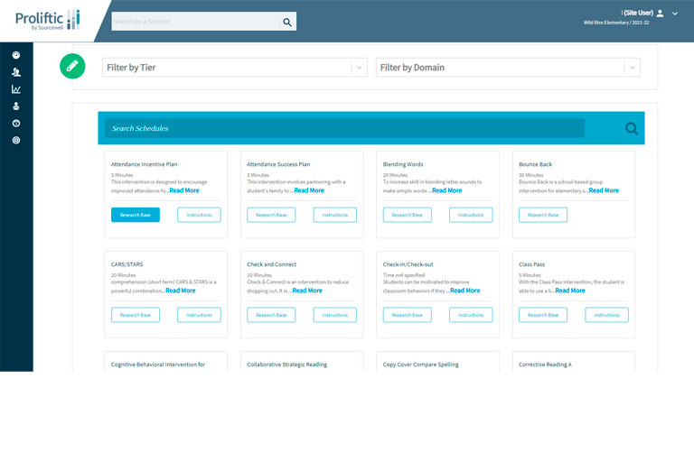 Screen shot of Proliftic one click report page